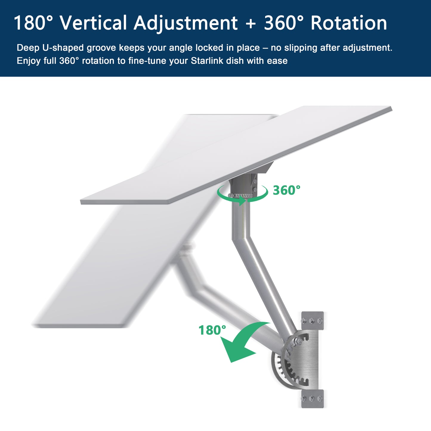 Starlink Gen 3 Dish Wall Mount Stainless Steel with Pipe Adapter