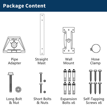 Starlink Gen 3 Roof Mount Stainless Steel Pivot Kit with Pipe Adapter for V3/V4 Standard Dish |