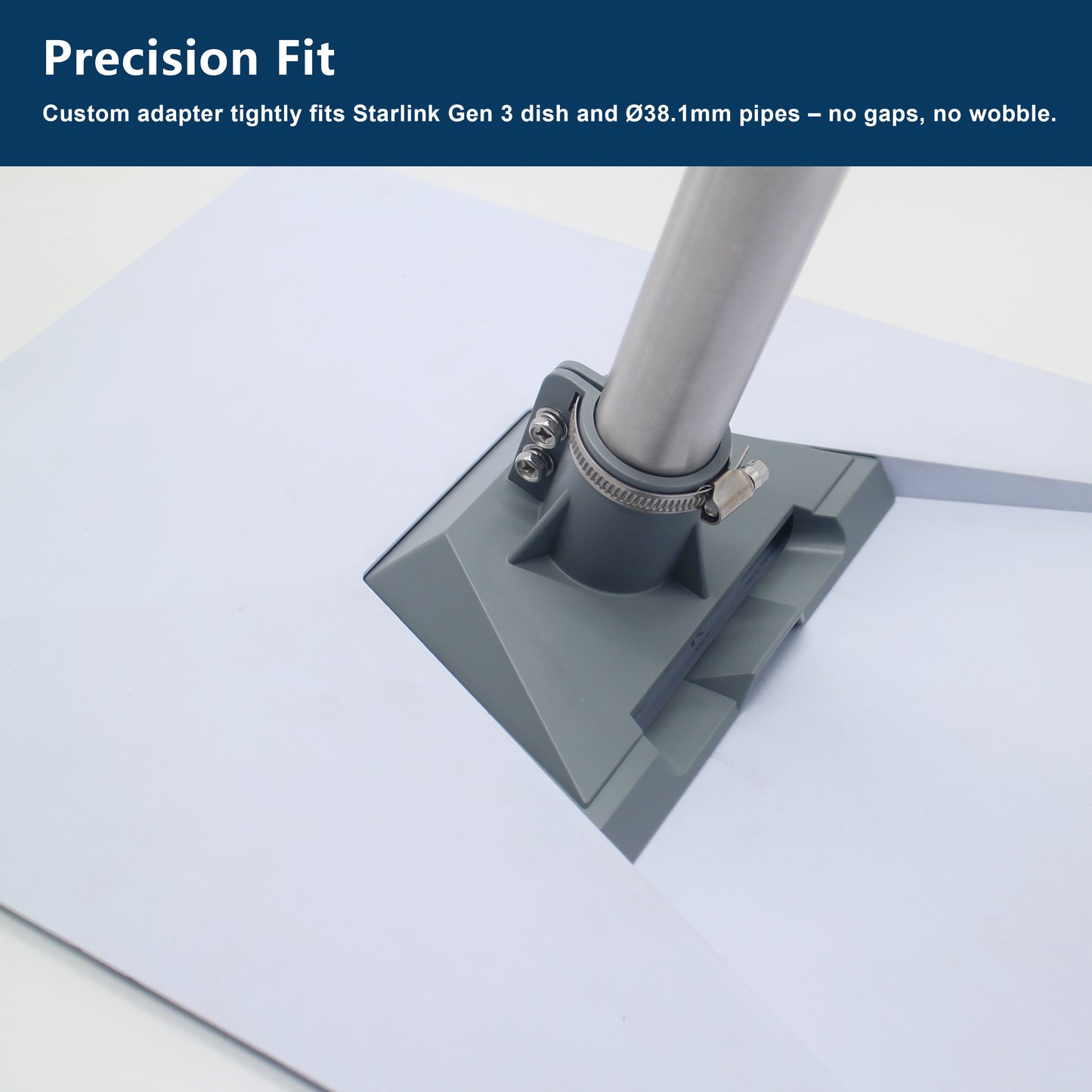 Starlink Gen 3 Dish Wall Mount Stainless Steel with Pipe Adapter