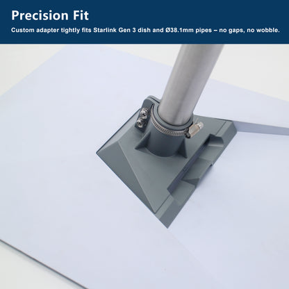 Starlink Gen 3 Dish Wall Mount Stainless Steel with Pipe Adapter