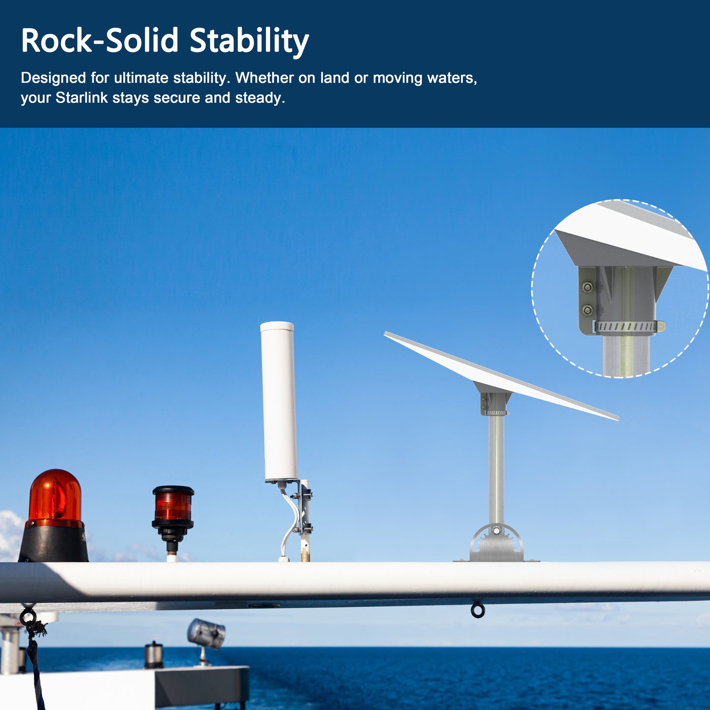 Starlink Gen 3 Roof Mount Stainless Steel Pivot Kit with Pipe Adapter for V3/V4 Standard Dish |