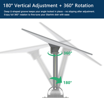 Starlink Gen 3 Roof Mount Stainless Steel Pivot Kit with Pipe Adapter for V3/V4 Standard Dish |